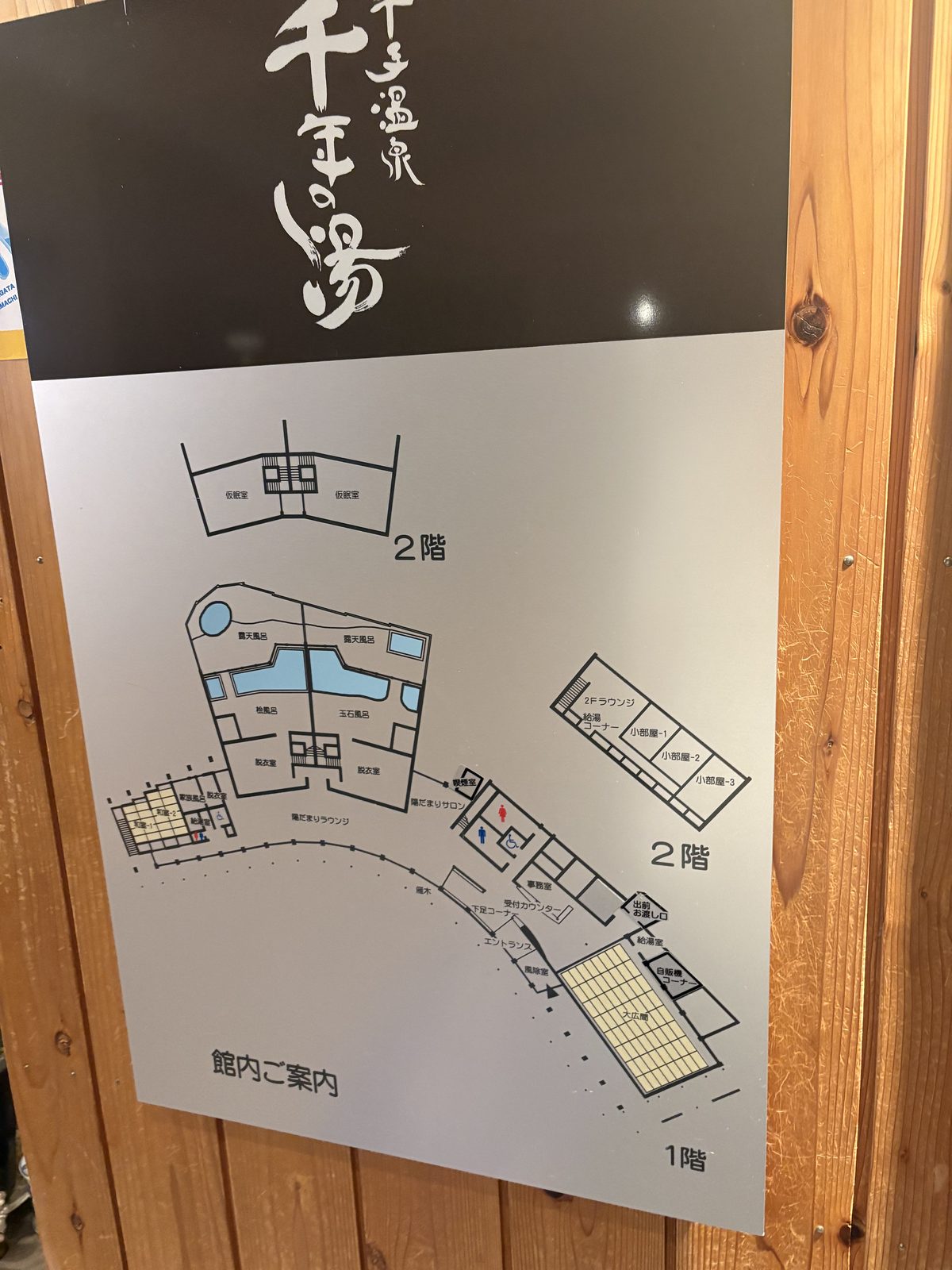 千年の湯の館内案内図